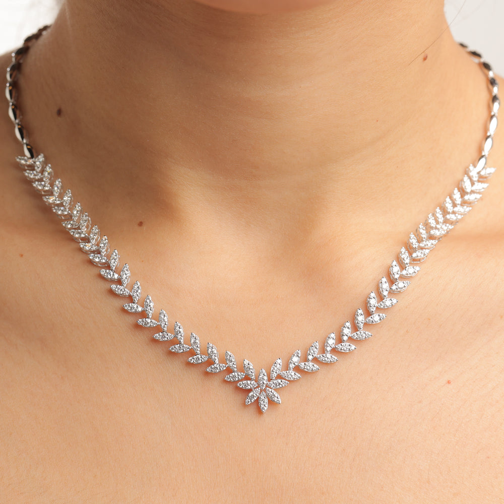 Diamond Leaf Bridal Set
