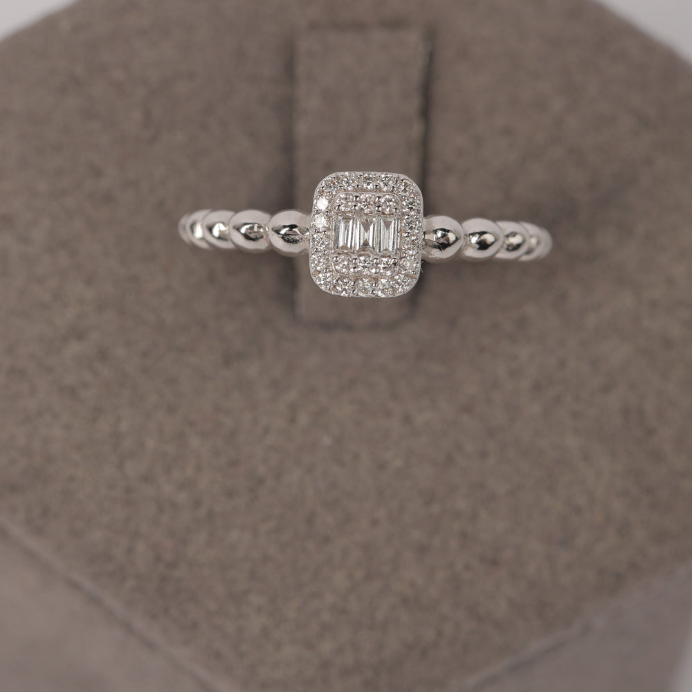 Bubble Band Square Diamond Ring