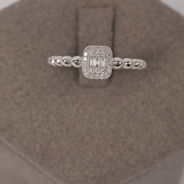 Bubble Band Square Diamond Ring