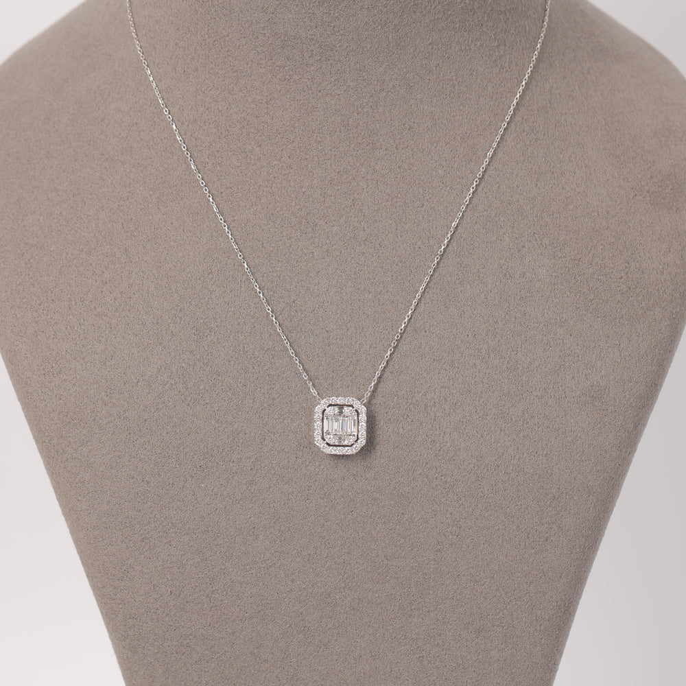 Diamond Square Pendant Necklace