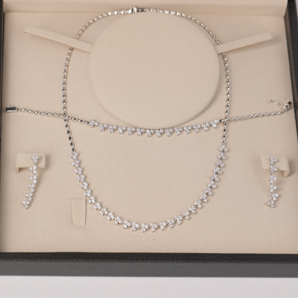Three Diamond Cluster Necklace